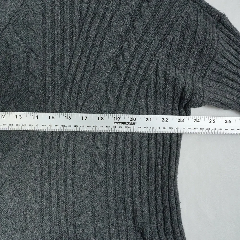 Abercrombie Fitch Men Charcoal Cable Knit Mock‎ Neck Sweater Size Large
